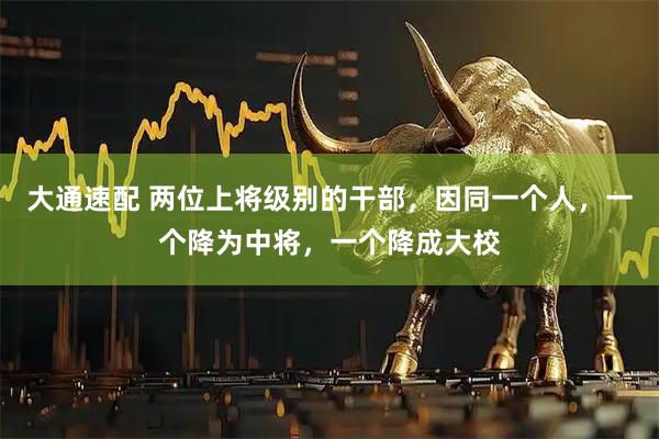 大通速配 两位上将级别的干部，因同一个人，一个降为中将，一个降成大校