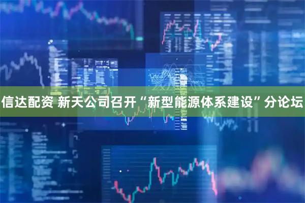 信达配资 新天公司召开“新型能源体系建设”分论坛